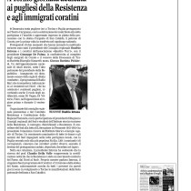 Convegno meridionali e Resistenza. Rassegna stampa Regione Puglia. La gazzetta del Mezzogiorno
